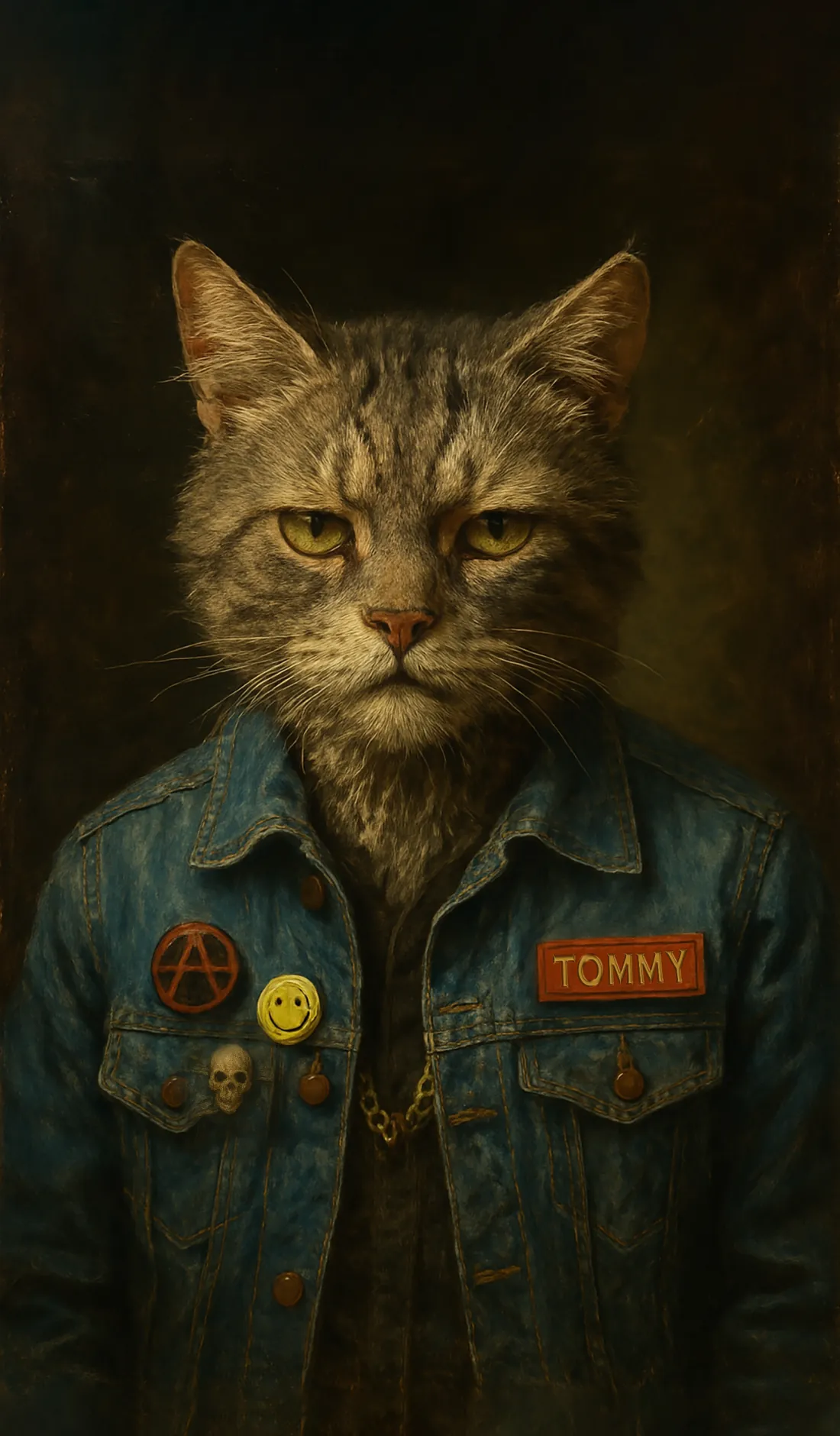 Painted portrait of Tommy, a cat